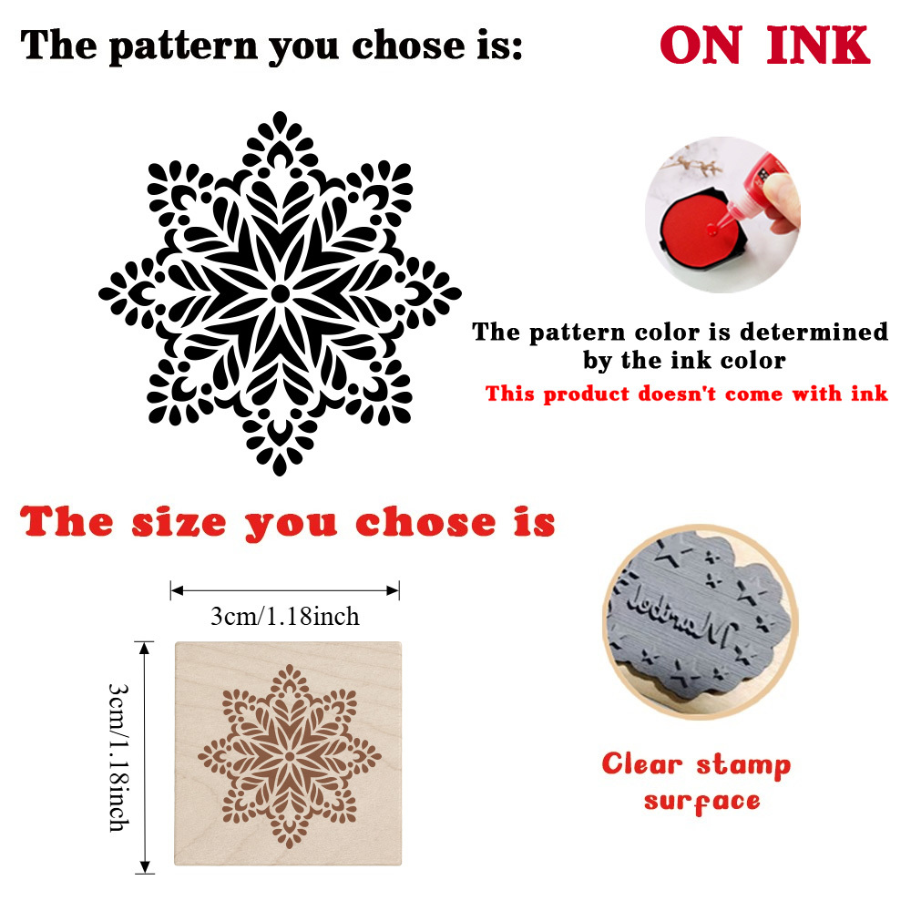 Symmetrical Snowflake Wooden Stamp for DIY Crafts